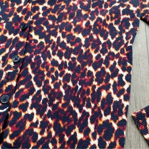 Merona Women’s Cardigan Sweater Cheetah Leopard Animal Print V-neck Y2K 2000s - Picture 10 of 16